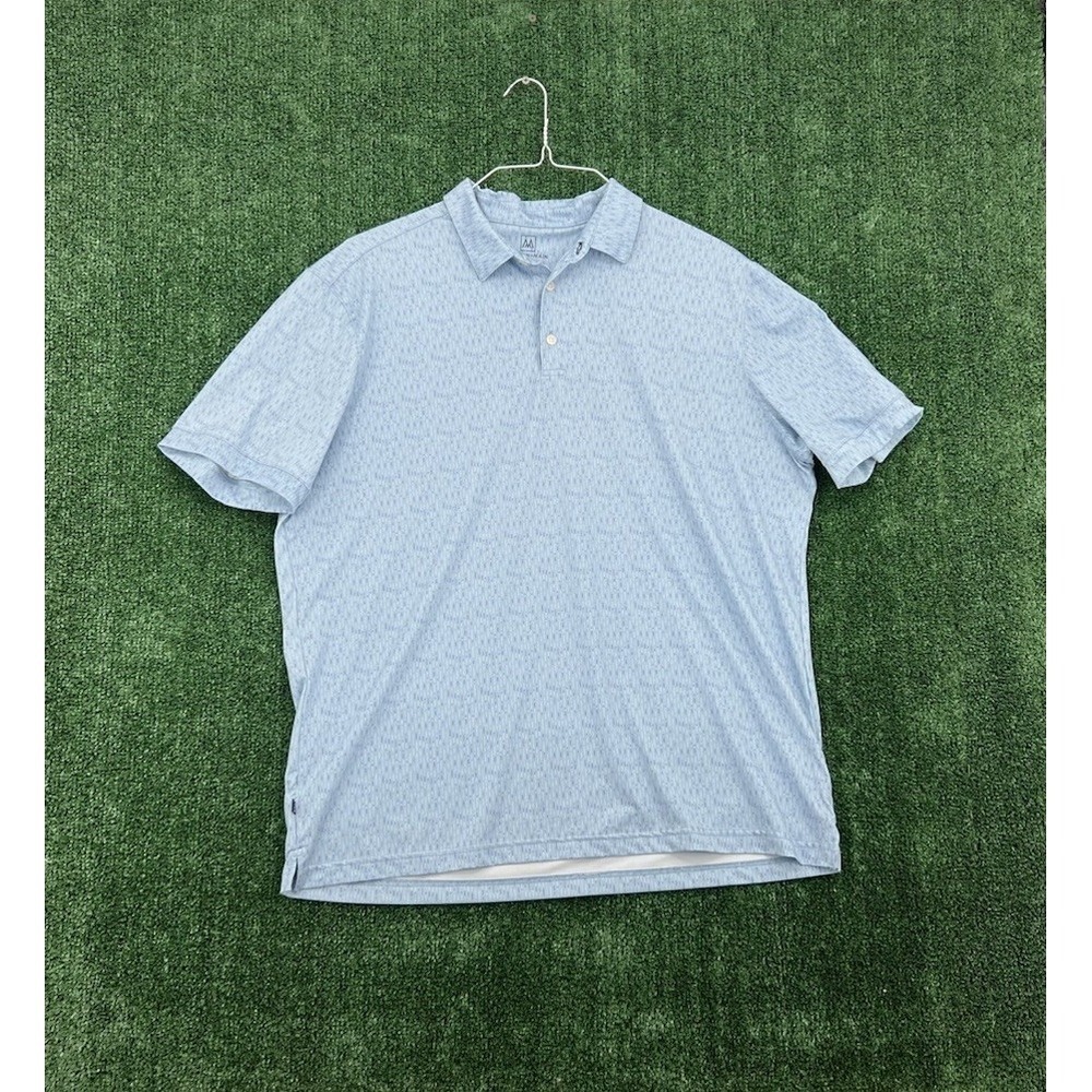 Mizzen+Main Men's Large Trim Fit Performance Polo Shirt Geometric Blue Golf
